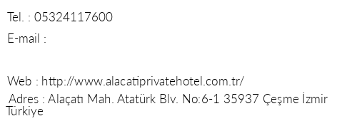 Alaat Private Hotel telefon numaralar, faks, e-mail, posta adresi ve iletiim bilgileri